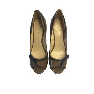 Kate Spade New York Women Patent Leather Classic Pump Brown 9B Formal Work Money
